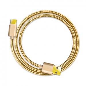 Metal stainless steel spring elastic  type-c usb data cable  usb cord