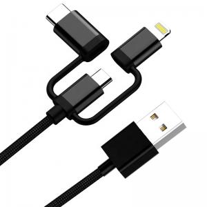 3 in 1 multi charging c type usb cable 1m 2.4A MFi certified 
