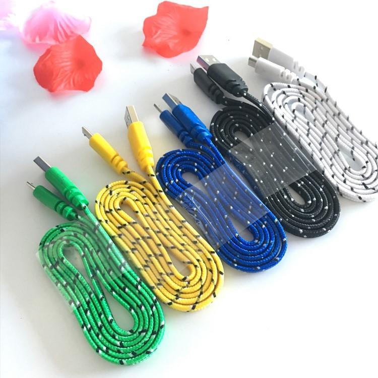 Nylon flat Braided  injection molding plastic cover  Mirco usb cables 0