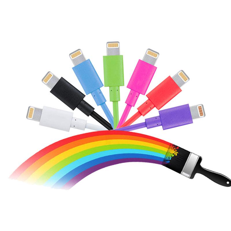 Inject molding heads Colorful Mobile Phone Data USB Cable for iPhone 1