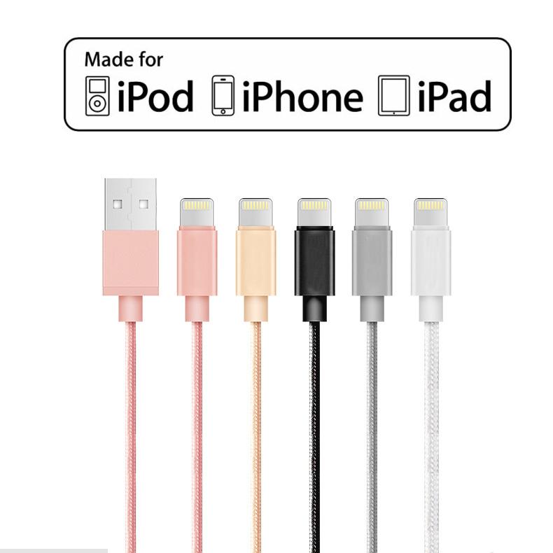 Apple MFi Certified 1M Braided&Metal shell Lightning to USB Cable 0