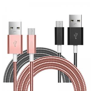 Luxury metal stainless steel spring elastic fast charging USB charger cable wire data sync cable for micro usb cable