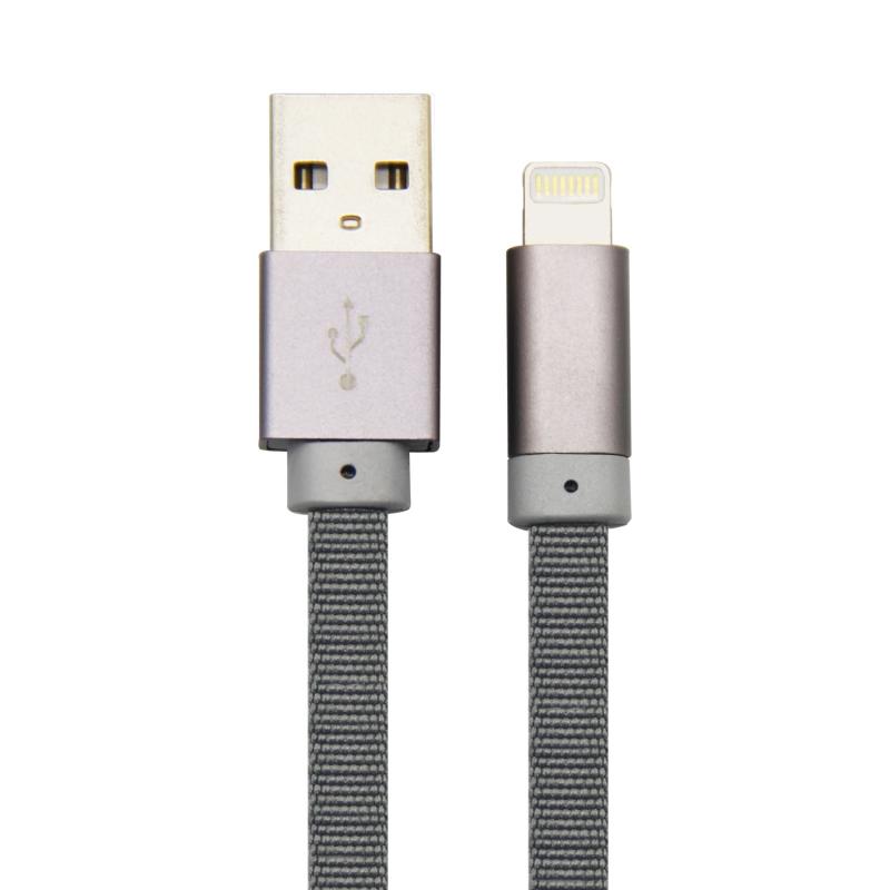 Cloth braided aluminum alloy head flat usb lightning cable 2